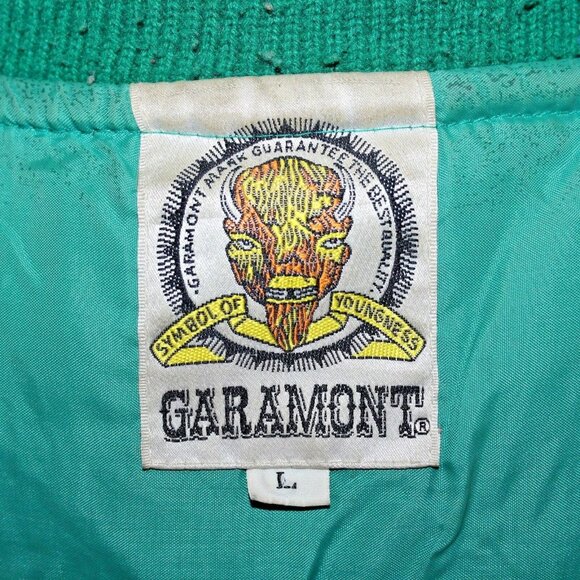 Vintage 70s 80s Garamont Sport Large Green White Varsity Letterman Retro Jacket - Picture 5 of 12